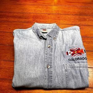 EUC TSC West Long Sleeve Denim Button Down Shirt Size Large #MSOC#17